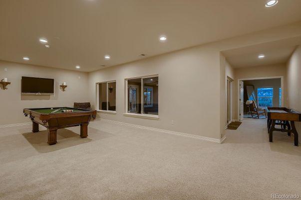 Billiard Table, Game Room, Interior, Recessed Lighting