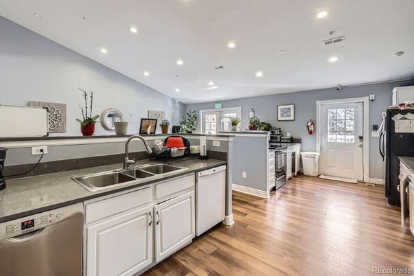Interior, Kitchen, Recessed Lighting, Wood Texture Flooring