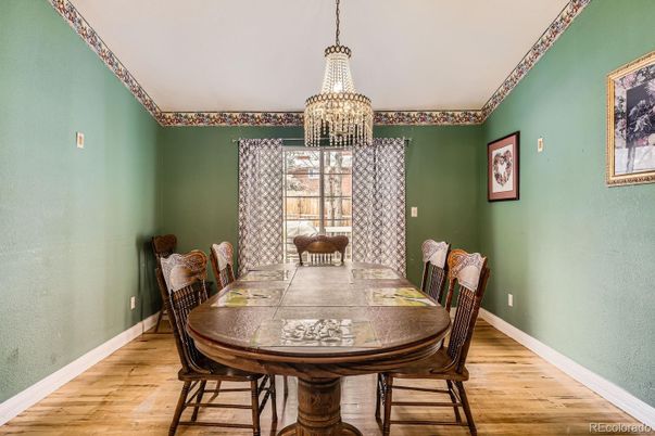Chandelier, Dining room, Interior, Wood Texture Flooring