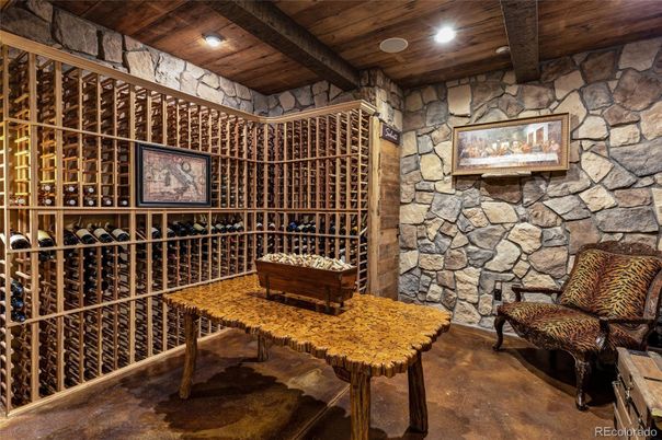 Interior, Recessed Lighting, Stone Walls, Wine Storage, Wooden Beams, Wooden Ceilings