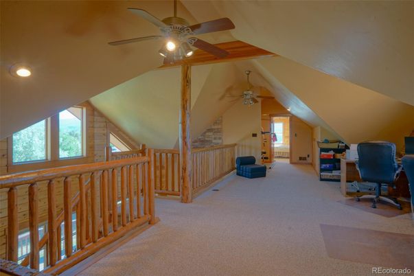 Home Office, Interior, Recessed Lighting, Wooden Beams