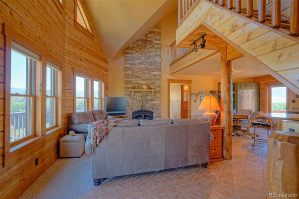 Fireplace, Interior, Living room, Stone Walls, Wooden Walls