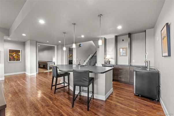 Interior, Kitchen, Pendant Lights, Recessed Lighting, Wood Texture Flooring