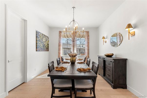 Chandelier, Dining room, Interior, Wood Texture Flooring