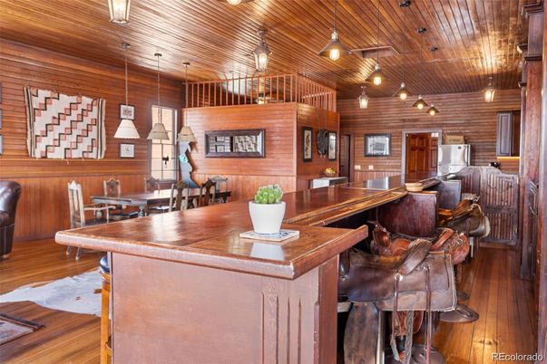 Dining room, Interior, Kitchen, Pendant Lights, Wooden Ceilings, Wood Texture Flooring, Wooden Walls