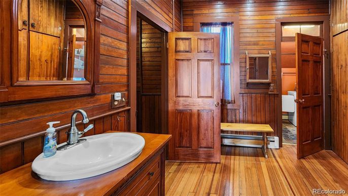 Bathroom, Interior, Wood Texture Flooring, Wooden Walls