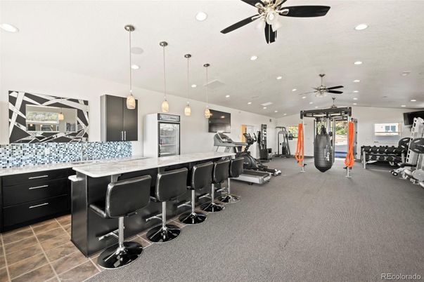 Fitness Equipment, Gym, Interior, Pendant Lights, Recessed Lighting