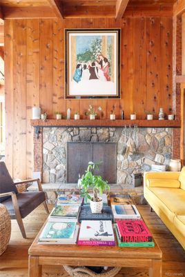 Fireplace, Interior, Living room, Wood Texture Flooring, Wooden Walls