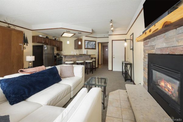 Fireplace, Interior, Kitchen, Living room, Stone Walls
