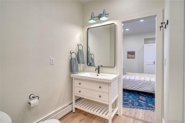Bathroom, Bedroom, Interior, Recessed Lighting, Wood Texture Flooring