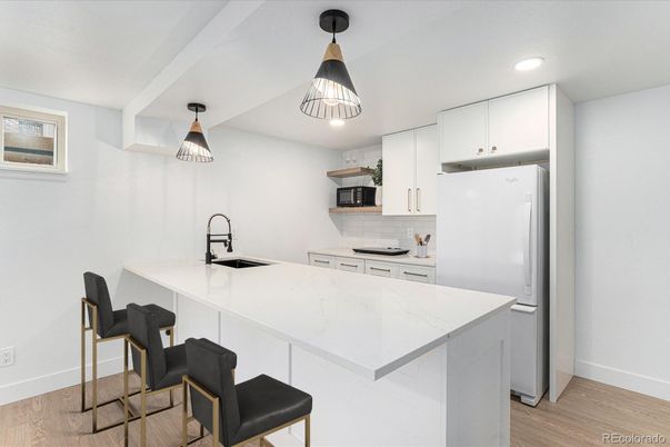 Interior, Kitchen, Recessed Lighting, Wood Texture Flooring