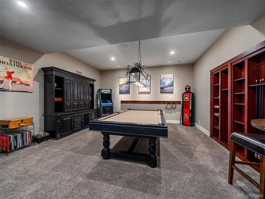 Billiard Table, Game Room, Interior, Pendant Lights, Recessed Lighting