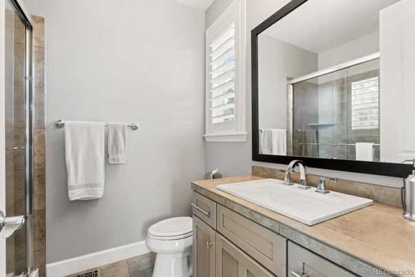 Bathroom, Glass Shower, Interior, Tile Countertops