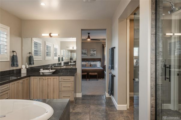 Bathroom, Dual Sink Vanities, Glass Shower, Interior, Recessed Lighting