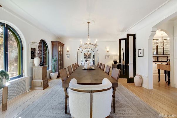 Chandelier, Dining room, Interior, Wood Texture Flooring