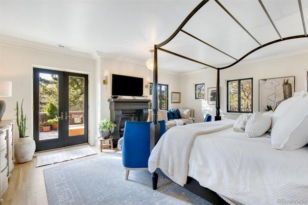 Bedroom, Fireplace, Interior, Wood Texture Flooring