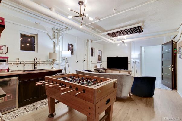 Billiard Table, Game Room, Interior, Pendant Lights, Wood Texture Flooring