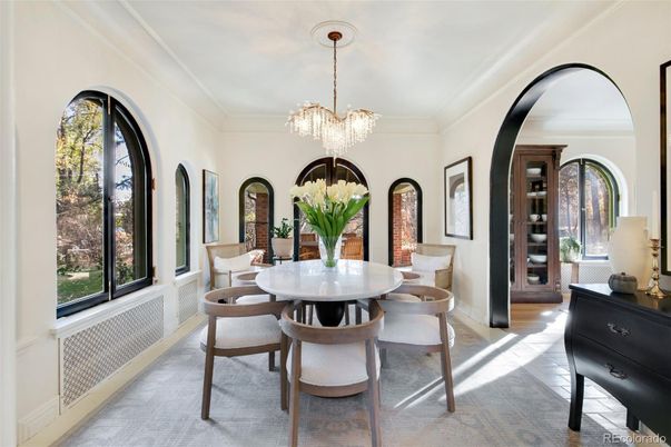 Chandelier, Dining room, Interior, Wood Texture Flooring