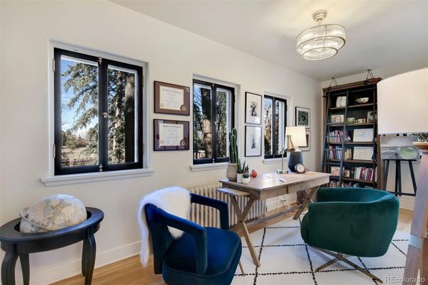 Chandelier, Home Office, Interior, Wood Texture Flooring