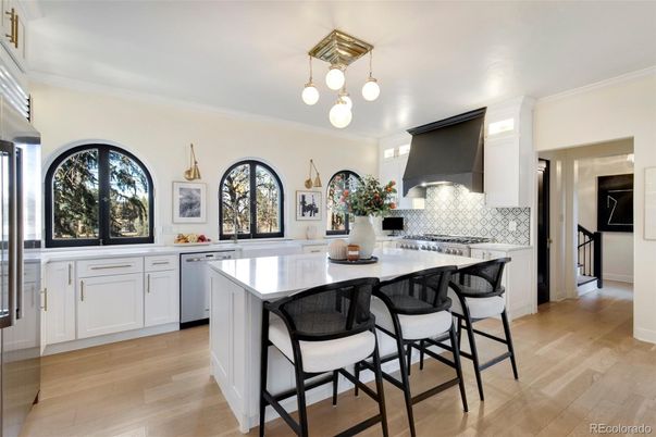 Interior, Kitchen, Pendant Lights, Stainless Steel Appliances, Wood Texture Flooring
