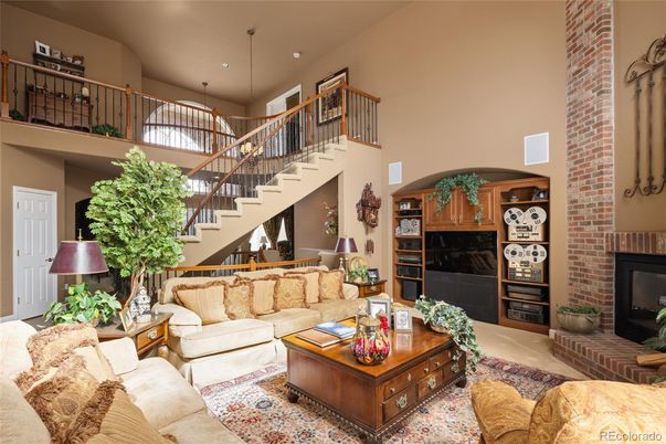 Fireplace, Interior, Living room, Pendant Lights, Stone Walls