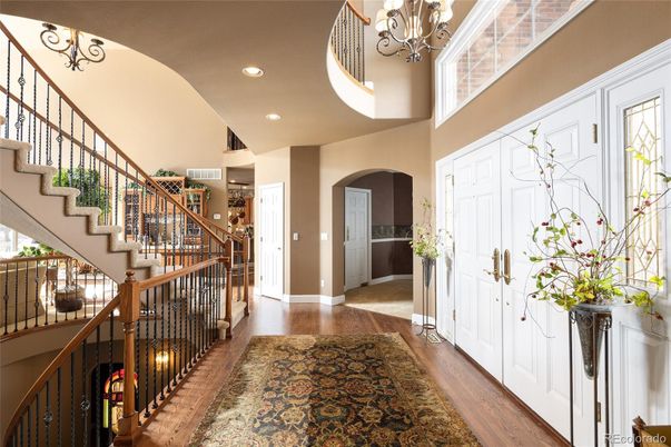 Chandelier, Interior, Recessed Lighting, Wood Texture Flooring