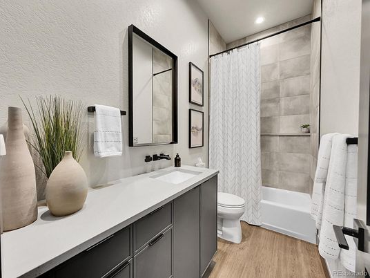 Bathroom, Interior, Recessed Lighting, Wood Texture Flooring