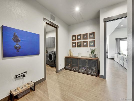Interior, Recessed Lighting, Utility Closets, Washer, Wood Texture Flooring
