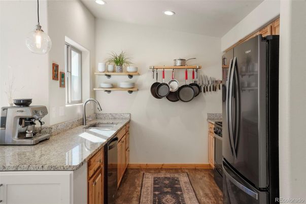 Interior, Kitchen, Pendant Lights, Recessed Lighting, Wood Texture Flooring