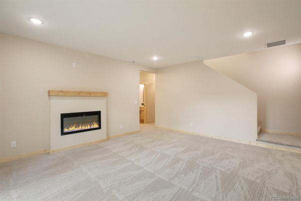 Empty room, Fireplace, Interior, Recessed Lighting