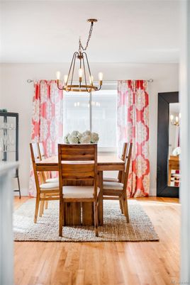 Chandelier, Dining room, Interior, Wood Texture Flooring