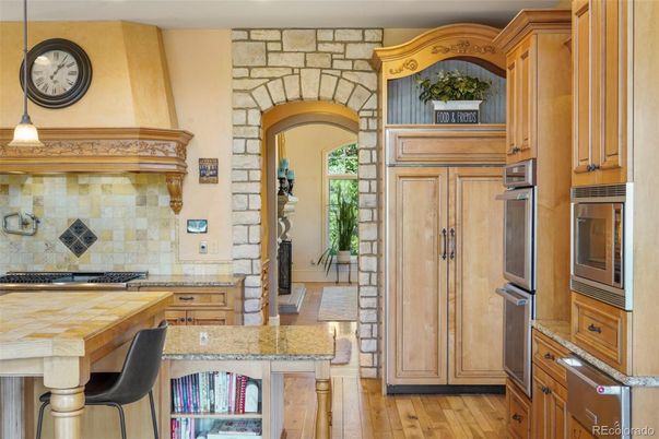 Interior, Kitchen, Stone Walls, Wood Texture Flooring