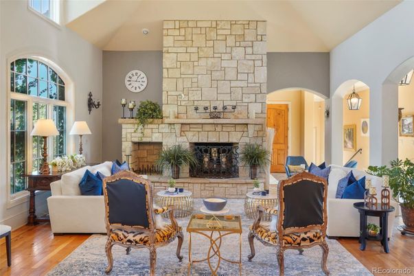 Fireplace, Interior, Living room, Stone Walls, Wood Texture Flooring