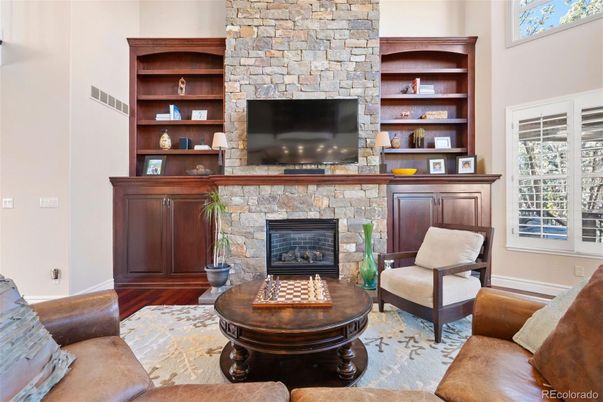 Fireplace, Interior, Living room, Stone Walls, Wood Texture Flooring