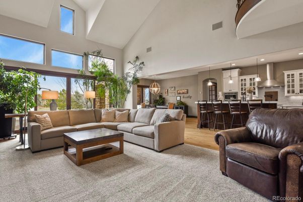 Dining room, Interior, Kitchen, Living room, Pendant Lights, Recessed Lighting, Stainless Steel Appliances, Wood Texture Flooring