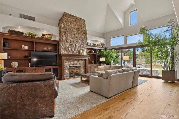 Fireplace, Interior, Living room, Stone Walls, Wood Texture Flooring
