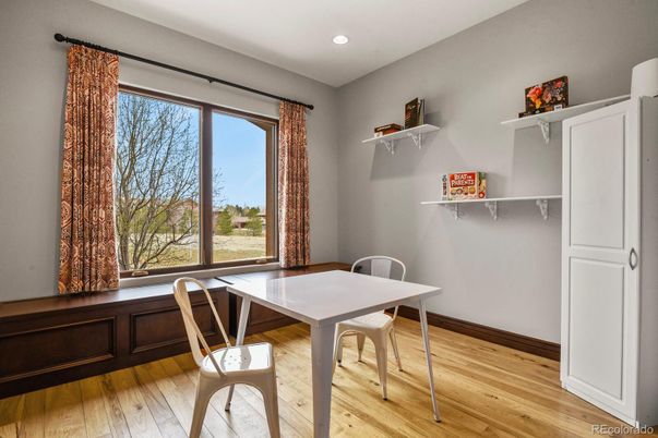 Home Office, Interior, Recessed Lighting, Wood Texture Flooring