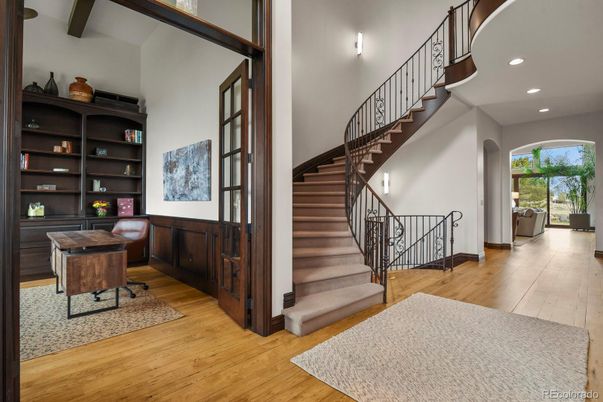 Home Office, Interior, Recessed Lighting, Wood Texture Flooring