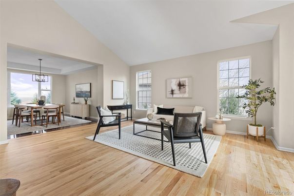 Dining room, Interior, Living room, Pendant Lights, Wood Texture Flooring