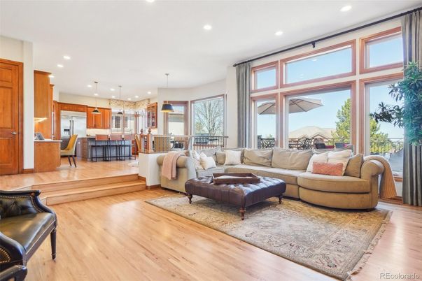 Interior, Kitchen, Living room, Pendant Lights, Recessed Lighting, Wood Texture Flooring