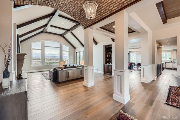 Interior, Living room, Recessed Lighting, Wooden Beams, Wood Texture Flooring