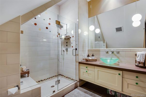 Bathroom, Glass Shower, Interior, Pendant Lights