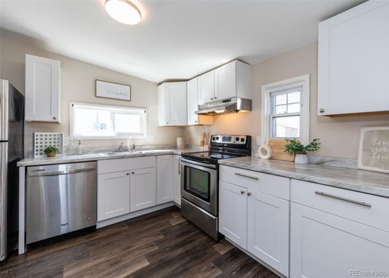 Interior, Kitchen, Stainless Steel Appliances, Wood Texture Flooring
