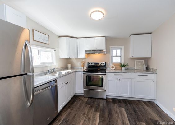 Interior, Kitchen, Stainless Steel Appliances, Wood Texture Flooring