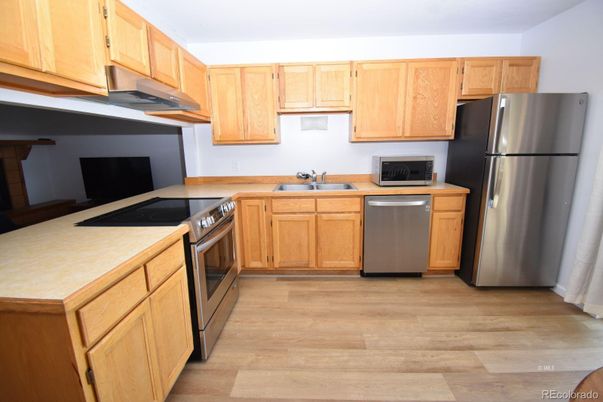 Interior, Kitchen, Stainless Steel Appliances, Wood Texture Flooring