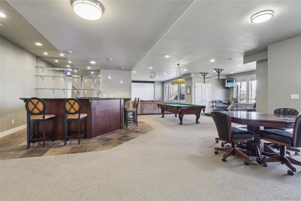 Billiard Table, Game Room, Interior, Pendant Lights, Recessed Lighting