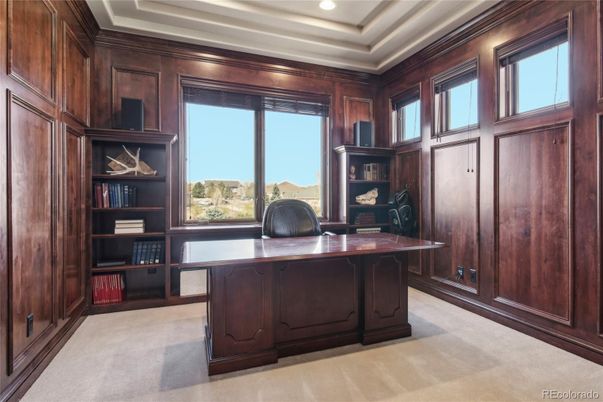 Home Office, Interior, Recessed Lighting, Wooden Walls