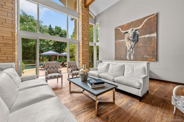 Interior, Living room, Stone Walls, Wood Texture Flooring