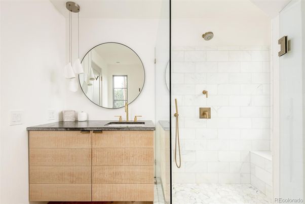 Bathroom, Glass Shower, Interior, Pendant Lights