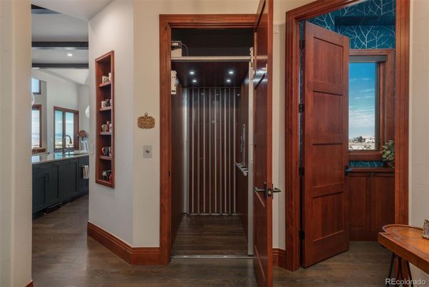 Elevator, Interior, Recessed Lighting, Wood Texture Flooring